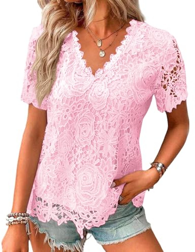 Genérico Camiseta Encaje Mujer Y2k Tul Noche Basica Top Encaje Mujer Elegantes Transparentes Elegante Salir Blusas