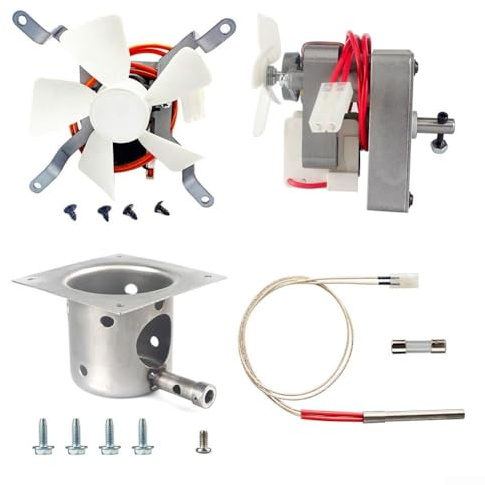 Set di quattro parti per barbecue con motore, ventilatore, pentola di fiamma in acciaio inox e accenditore con viti per prestazioni affidabili della griglia a pellet (120 V 60 HZ1,6 giri/min)