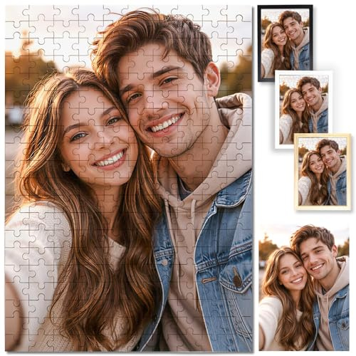 Puzzle Personalizzati da 1000/500/300/200/70/35 Pezzi, Puzzle su Misura in Legno con Cornice, Regali di Puzzle Personalizzati Unici per Mamma, Papà, Amico, Animale Domestico, Compleanno, Laurea