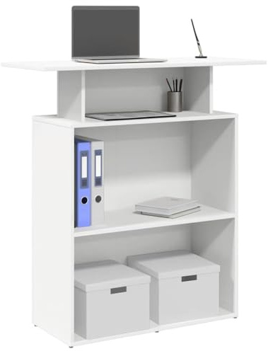 SooIarix Bancone in legno bianco, 100 x 40 x 104 cm, stabile, con ripiano integrato, per ufficio, ricevimento, studio, versatile e salvaspazio, per uso professionale