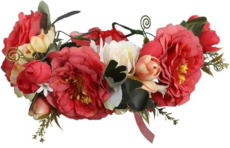 Bröllopskrans som hårband, Blommig pannband Flerfärgad blomkrona for brudbröllopskvinnor(Color2)