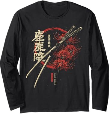 Ragno Rosso Giglio Fiore Katana Spada Anime Giapponese Otaku Maglia a Manica
