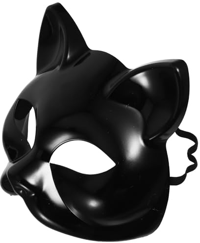 Operitacx Masque de Chat Noir et Design Créatif Léger en Plastique Réutilisable Demi-masque Vierge Soi-même Confortable pour DIY Décoration et Halloween