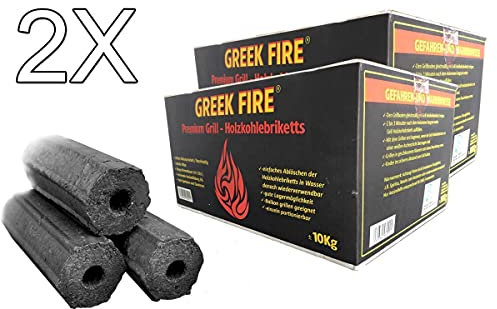 GREEK FIRE Premium Grill Holzkohlebriketts 2 x 10 Kg