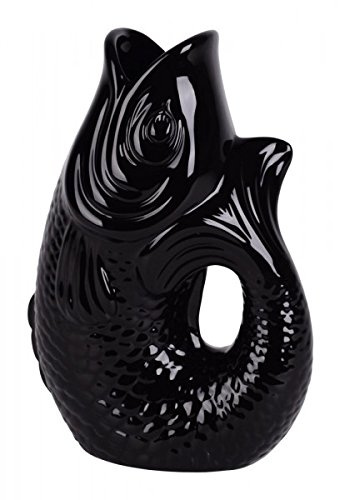 Gift Company 77036 Monsieur Carafon Vase en faïence en forme de poisson Noir Taille S 1,2 l 17 x 10 x 24,3 cm