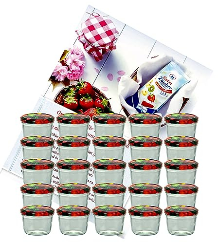 MamboCat 25er 230 ml Sturzglas-Set | Einmachgläser + Twist-Off-Deckel Obst + GRATIS Rezeptheft | einkochen & konservieren | backofengeeignet