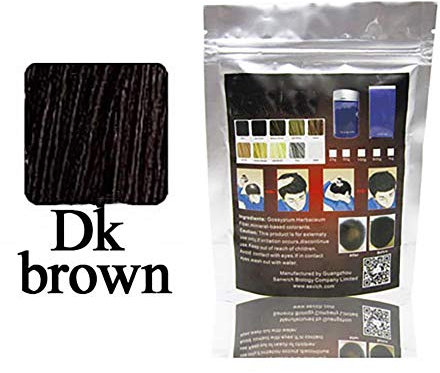 Hilai 1PC Hair Building Fibers,Fibre Construcción de pelo Fibras de Cabello Naturales,Cabello fino y Escaso para Hombres y Mujeres-Efecto Inmediato(Marron oscuro)