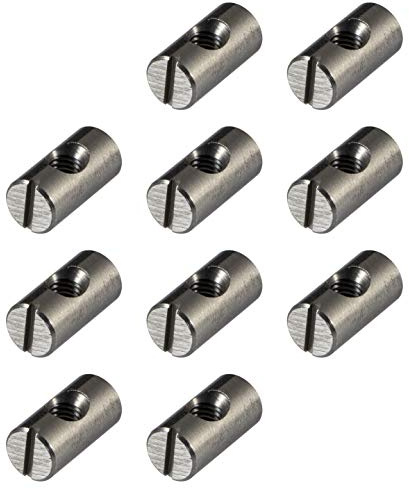 Gedotec Quermutter-Bolzen M6 zentrisch Möbel-Zylindermutter mit Gewinde Möbelverbinder Set - H10424 | 10 x 20 mm | Stahl blank | Rund-Muttern zum Schrauben | 20 Stück - Möbelbeschläge Schraubverbinder
