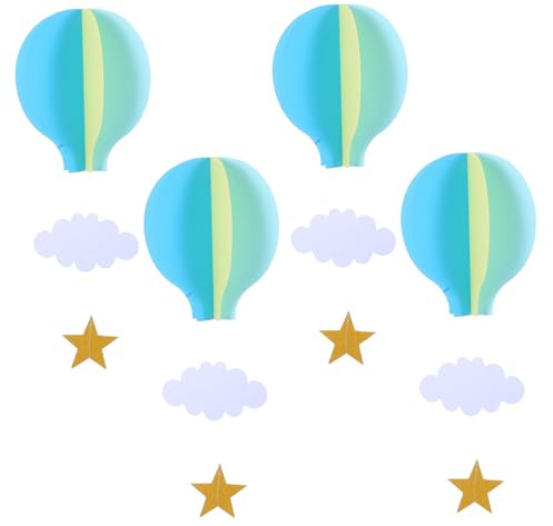 TOYANDONA 4pcs Papier Girlande 3D Heißluftballon Form hängenden Heißluftballon für Partydekorationen Decke Fenster Wand Hängende Deko