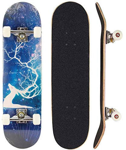 Sumeber Skateboard für Anfänger, Geburtstagsgeschenk für Teenager und Erwachsene (Fantasie Elch)