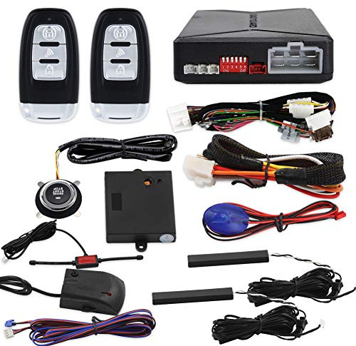 EASYGUARD EC010-MS PKE car Burglar Alarm Passive keyless Entry with Push Button Start & Remote Starter, Microwave Sensor Shock Alarm Warning DC12V