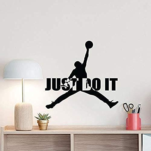 Wandaufkleber Wandsticker Wandtattoo Basketball Just Do It Poster Motivationssport Fitness Sport Abnehmbare Vinylkunst Schlafzimmer Wohnkultur 61X57 cm