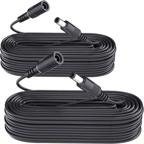2er-Pack 10 m Stromverlängerungskabel, 2,1 mm x 5,5 mm Stromadapter-Verlängerungskabel, kompatibel mit 12 V DC Netzteiladapter oder Wandladegerät für CCTV-Sicherheitskameras und IP-Kameras (Schwarz)