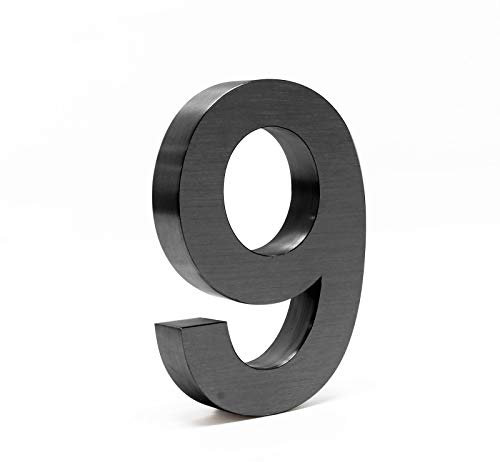Wiltec Numero civico 9 3D Arial 20 cm antracite acciaio uso esterno, incl materiale di montaggio