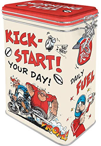 Nostalgic-Art Retro Kaffeedose, 1,3 l, MOTOmania – Kick-Start Your Day! – Geschenk-Idee für Biker, Blech-Dose mit Aromadeckel, Vintage Design