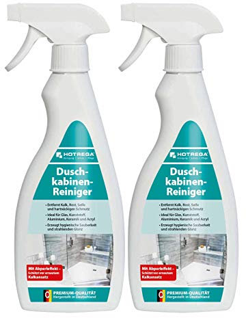 HOTREGA Duschkabinen Reiniger 500 ml - Badreiniger, Sanitärreiniger, Glasreiniger, Kalkreiniger, Kalklöser, Mengen:2