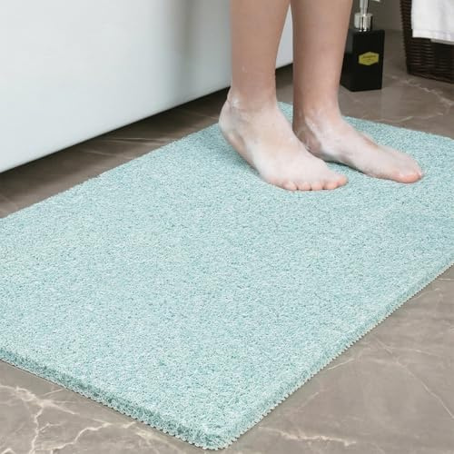 0.6 Extra Thick Non Slip Shower Mat, PVC Loofah Shower Mat with Drain, Quick Drying Bath Mat for Inside Shower, Bathtub Mats Foot Scrubber for Elderly, Bathroom, Kitchen, Wet Areas, 27x16 Inches