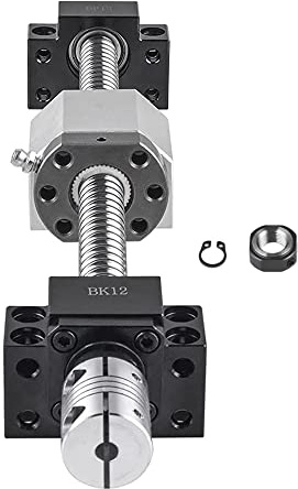 CNCMANS Husillo de bolas SFU1605, 400 mm, acero inoxidable, con soporte final BK12/BF12, acoplamiento roscado de 6,35 x 10 mm y carcasa de tuerca DSG16H, piezas CNC para máquinas 3D