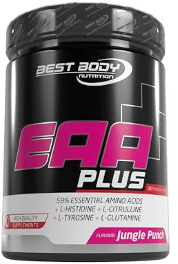 Best Body Nutrition EAA Pulver Professional Plus 450g Jungle Punch – Vegan Amino Komplex mit 8 essentiellen Aminosäuren – Laktosefrei – Zuckerfrei – Ohne Aspartam – Training & Alltag