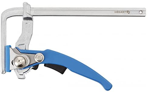 HÖGERT TECHNIK - Hebelzwinge 200 mm aus Stahl, Tischzwinge mit Ratschenmechanik, Spannzwinge für Führungsschiene, Schnellspanner Zwinge für präzises Fixieren