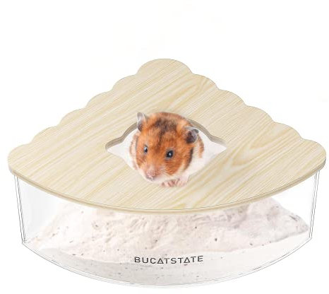 BUCATSTATE Hamster-Sandbad-Container – Acryl-Dusch- und Grabungsraum-Katzenklo für Mäuse, Lemminge, Rennmäuse (fächerförmig)