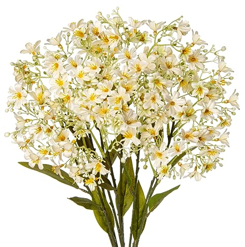 Hollyone 3 pcs Wilde Blumen Künstliche Dekoblume Beige 70cm Langer Stiel Kunstblumen Seide Blume Kunstzweige für Wohnzimmer Badezimmer Deko Heimdekoration Blumenarrangement