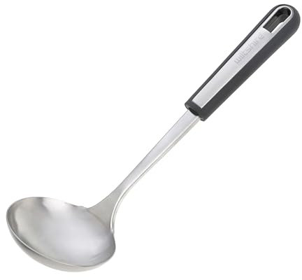 Wiltshire Aspire Soup Ladle, Stainless Steel, Stirring & Serving Soup Spoon, Cooking Spoon, Anti-Slip Soft Touch Handle, Grey & Silver, 31x8.7x7cm