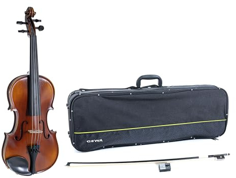 GEWA Ensemble de violon Allegro VL 1 – 4/4 prêt à jouer, érable européen massif et épicéa européen, laqué à la main, archet en carbone, cordes Larsen Aurora, étui pour violon