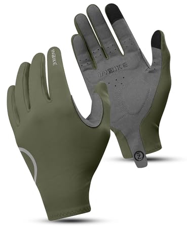 INBIKE Fahrradhandschuhe Herren Damen Lang Winter Warm Handschuhe Winddicht Atmungsaktiv Touchscrenn Reflektierende Radhandschuhe für Radfahren Rennrad Sport Grün M