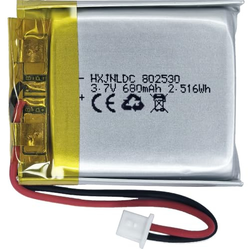 DC 3.7v 680mah 802530 Batterie au Lithium polymère Rechargeable pour DIY 3.7-5v Produits électroniques avec 2 Fils intégrés de Remplacement de la Batterie et de la lumière LED
