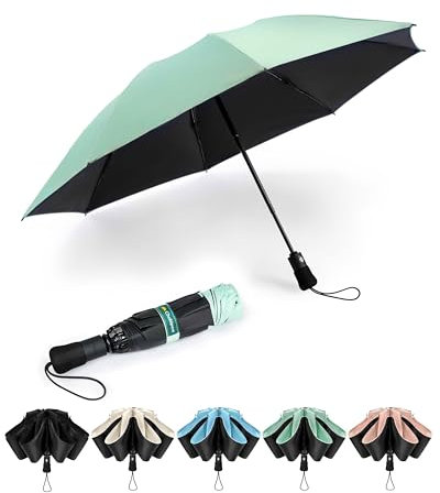 Chakipee Kompakter Reise Regenschirm Groß Sturmfest – Automatik Taschenschirm Tragbarer UV-Schirm für Damen und Herren, 210T Beschichtung 97 cm Spannweite 8 Rippen Taschenschirme Gelb