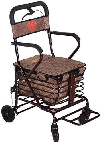 Klappbarer Rollator mit Sitz & Korb – Höhenverstellbarer Griff & Rückenstütze für ältere Menschen – Standard-Gehhilfen – Praktischer Einkaufsbegleiter