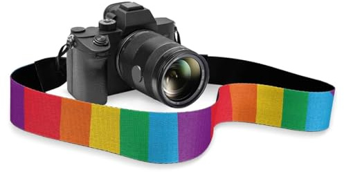 Pzuqiu Rainbow Camera Strap Universal Shoulder Neck Sling Belt for All DSLR/SLR Cameras Adjustable Strap with Quick Release Buckles for Photographers