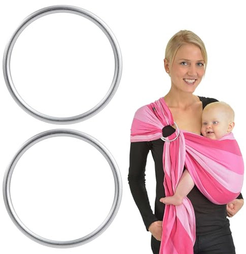 Baby Sling Ringe,2pcs Tragetücher Ringe,Tragbar Aluminiumring für Kleinkinder,Kinder Tragetuch Silber,Baumwolle Wrap Aluminium Ringe,Babytragetuch Ring Zubehör für Kleinkinder