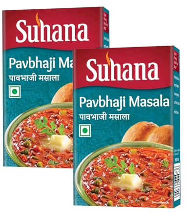 Suhana Spices Mix Powder (Box) - Curry Masala Recipe Mixes Casserole Seasoning Herbs - Simplifies & Speeds Up Cooking Process (Pack of 2, Suhana Pav Bhaji Masala 100g Box)