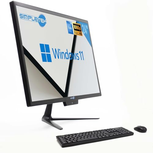 SIMPLETEK - All-in-One i5 24 16 GB 2TB Full HD Windows 11 Pro med trådlös mus och tangentbord | Wifi + Bluetooth | Inbyggd webbkamera
