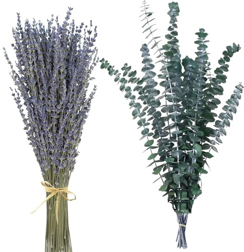Trockenblumen Deko Set Natürliche Lavendel Getrocknet& Eukalyptus Getrocknet Getrocknet Blumen Dried Flowers Pflanzen Blumenstrauß Boho Deko für Wohnzimmer Home Hochzeit Vasen Tischdeko