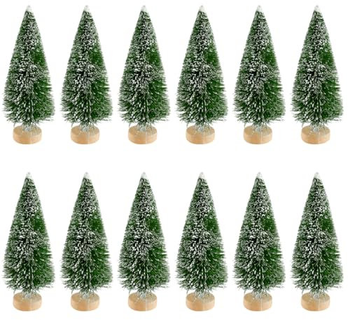 Thyonta Pine Needle Mini Christmas Tree Ornament PVC Micro Landscape Moss Bottle Decoration Accessories Suitable for Creative Cute Home Decoration-9CM（Green）