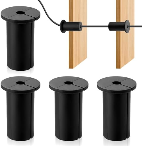 Ktxaby 4 Pièces Œillets Muraux pour Câbles en Caoutchouc Noir 1 Pouce Passe-Câble Silicone Bouchon Trou Mural pour Gestion De Câbles Protection Entrée De Câble Compatible Support Starlink