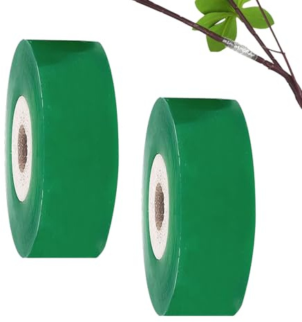 Veredelungsband, 2 Stück Obstbaumschulklebeband, 2cm Selbstklebendes Klebeband für die Floristik, Dehnbares Selbstklebendes und Transparent, Klebeband für Blumen, Obstbäume, Grün