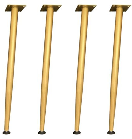 4 Stück Ersatz Möbelfüße Schreibtisch Beine Tischbein Metall Tischkufen Industrial Stabile Tischfüße Höhe: 43cm 72cm Mit Bodenschutzkappe Und Schrauben(Gold,72cm)