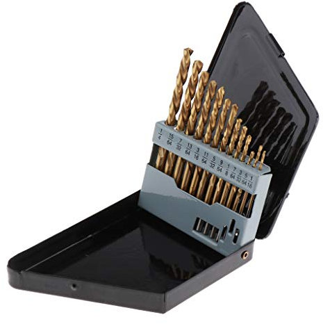 13 Pcs M2 HSS Left Hand Drill Bit Set with Titanium Nitride Coating Tool