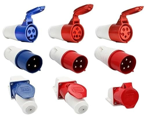 REIUAFWYGV 5Pcs 16A/32A 3Pin 4PIN 5PIN IP44 Waterproof & Sockets Cable Connector Electrical Power Industrial Male and Female(16A Wall Mounted,5 PCS_5PIN)