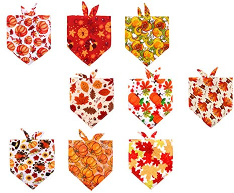 POPETPOP 9 STK Haustier-Lätzchen Dog Bandana Hundeschal Hundehalsbandana Tier Halstuch Hund kostüm zubehör Hundekuchen Thanksgiving-Haustierhalsbänder Thanksgiving-Hundebandana Polyester