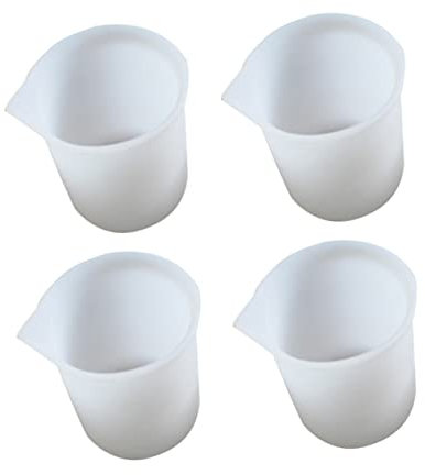 DECHOUS Set of 4 100ml Silicone Measuring Cups Crystal Epoxy Non-Slip Graduated Beakers