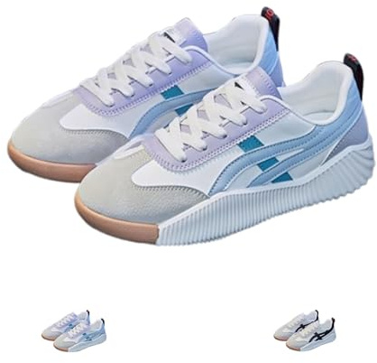 Sneakers Ortopediche Vintage da Donna - Supporto Plantare Antiscivolo per Lavoro/Spiaggia/Viaggi (Beige Blue,40)