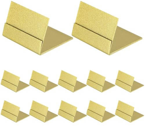 DONGKER Segnaposto in Metallo Dorato, 12/24 Pezzi Porta Numeri da Tavolo in Ferro, Espositore Porta Carte da Portafoto Impilabili per Ristoranti, Feste, Matrimoni, Decorazione