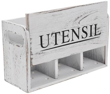 LIFKOME Soporte De Madera Resistente para Utensilios De Cocina Grande Organizador para Cubiertos y Material De Oficina Adecuado para Encimera y Escritorio