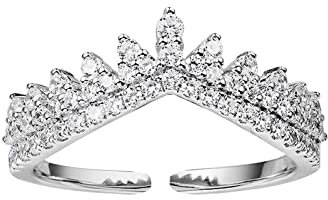 Ring GrößEnverstellbar Minimalistischer verstellbarer Kronenring High End einzigartiges Design für modische Frauen Edelstahl Ringe Damen (Silver, One Size)