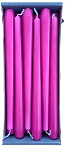 Nordring 12 velas puntiagudas de 2,3 cm x 25 cm de alto, color fucsia, certificado RAL, sin goteo y sin humo, aprox. 8 horas de combustión, decoración de mesa y candelabros